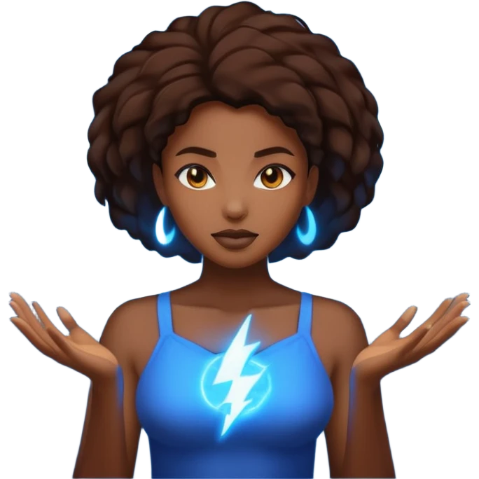 black woman summoning electric emoji