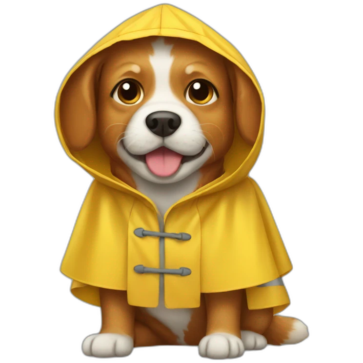 Ginger dog with raincoat emoji