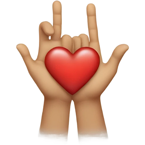 two hands show a heart sign emoji
