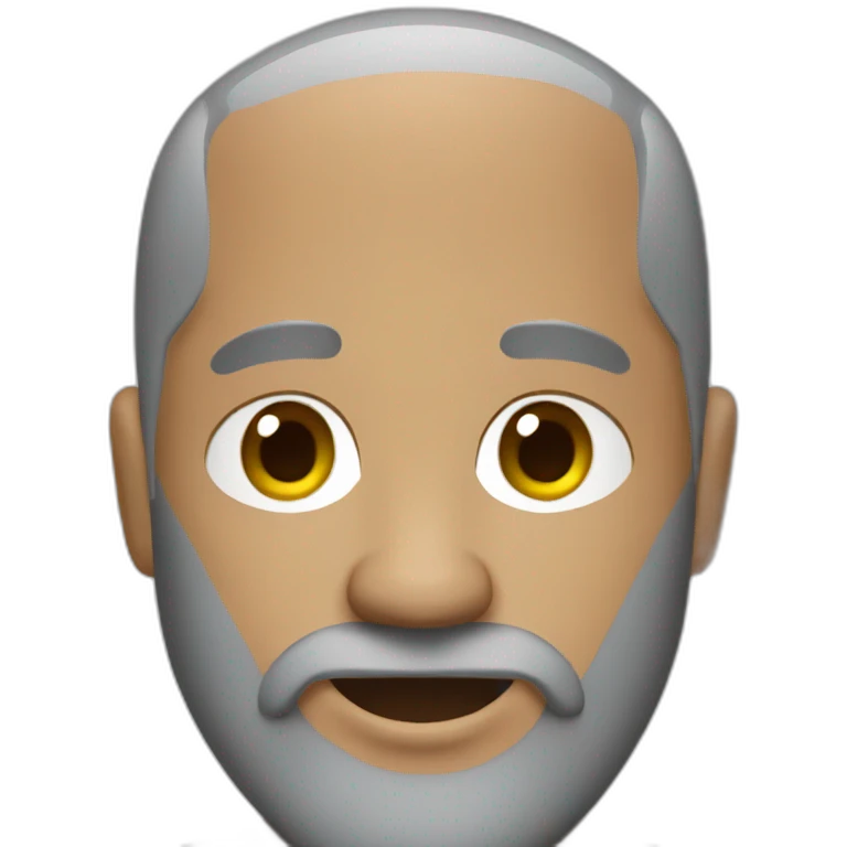 bald man with grey and brown beard working on a Mac emoji