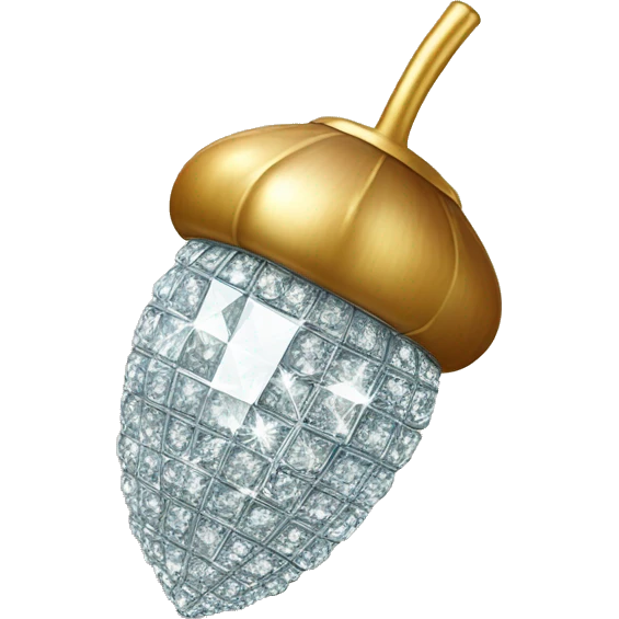 sparkling diamond Acorn, gold stem emoji