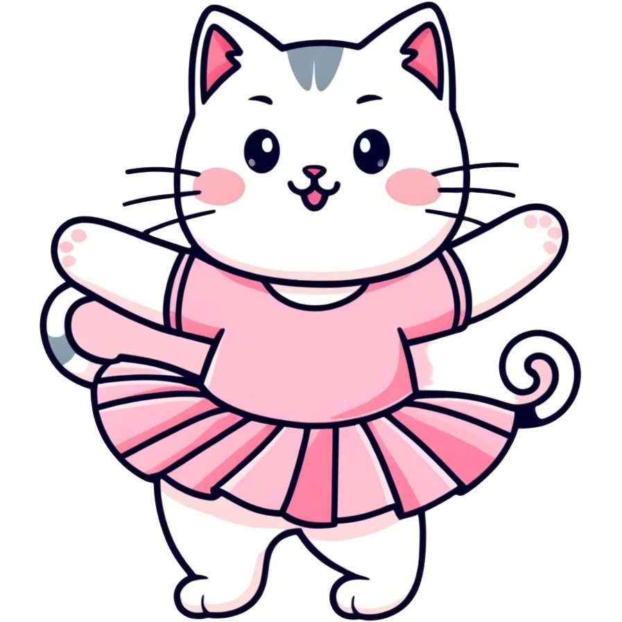 Cat dancing wearing a tutu emoji