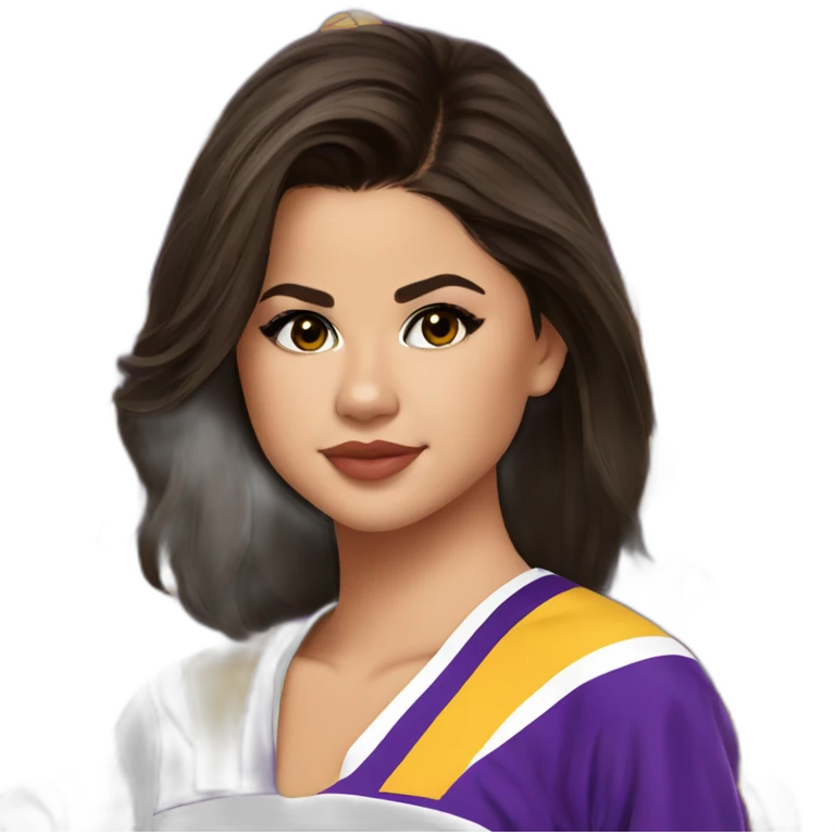 selena gomez with lakers jersey emoji
