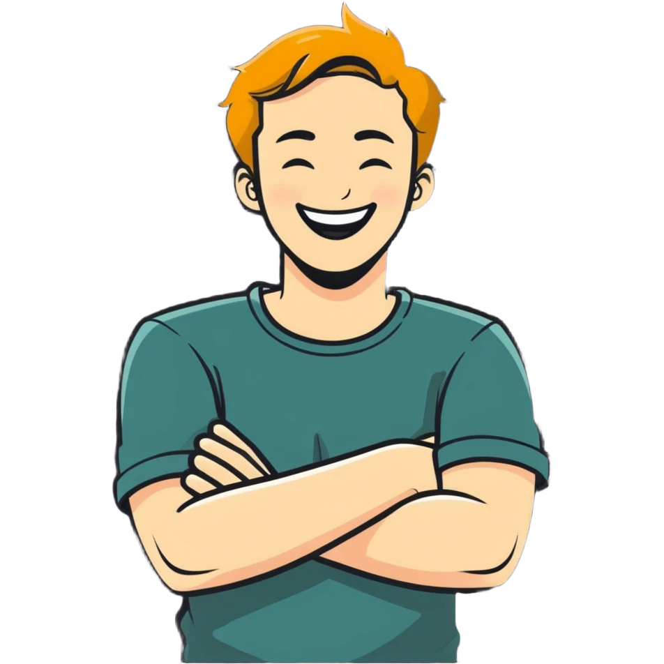 arms crossed holding neck laughing guy emoji