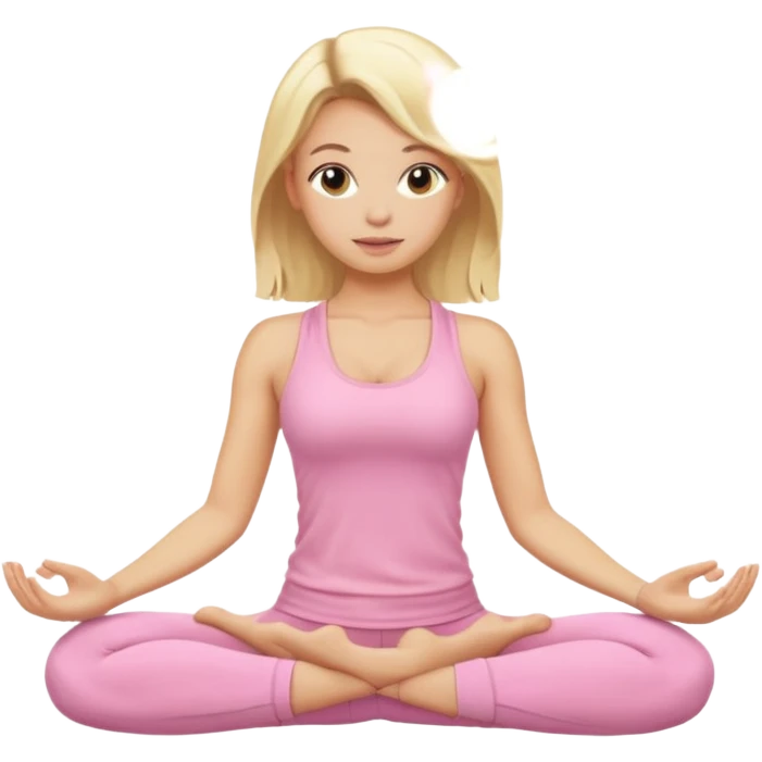 blonde yoga girl light pink clothes n emoji