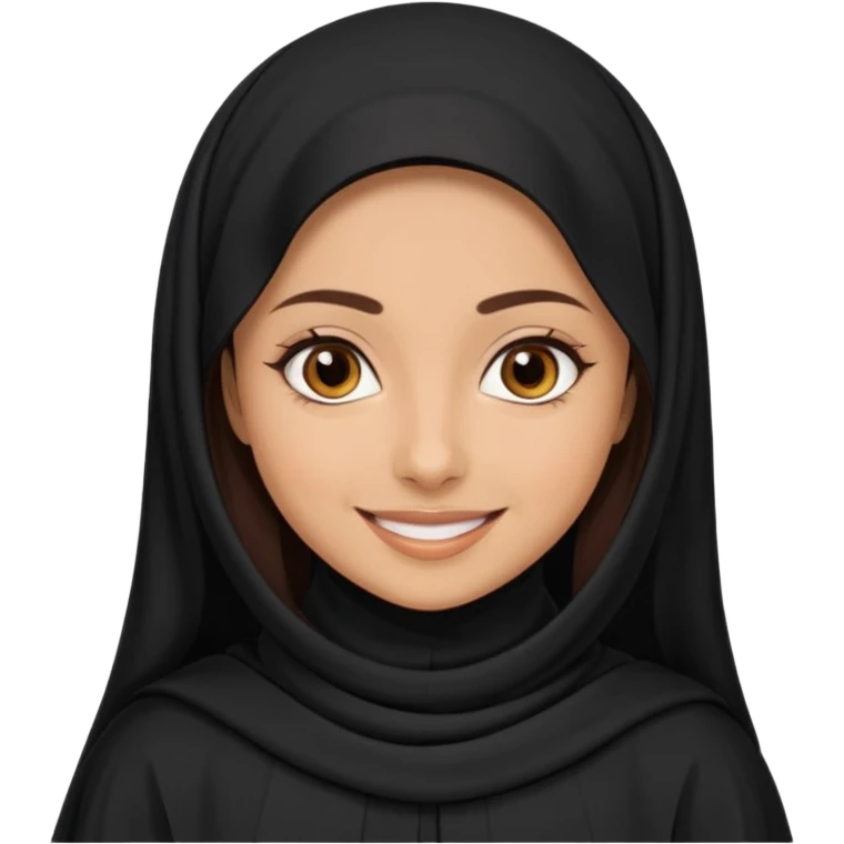 create an emoji of a girl wearing a shayla (شيله) and abaya, brunette girl (her hair shows ofc it is not a hijab) like more of a khaleeji shayla. also she is muslim  emoji