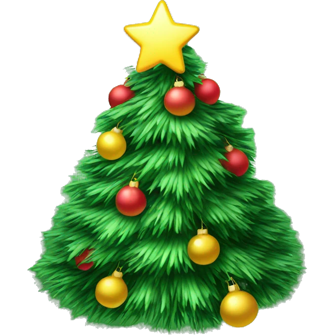 cozy christmas tree with tinsel emoji