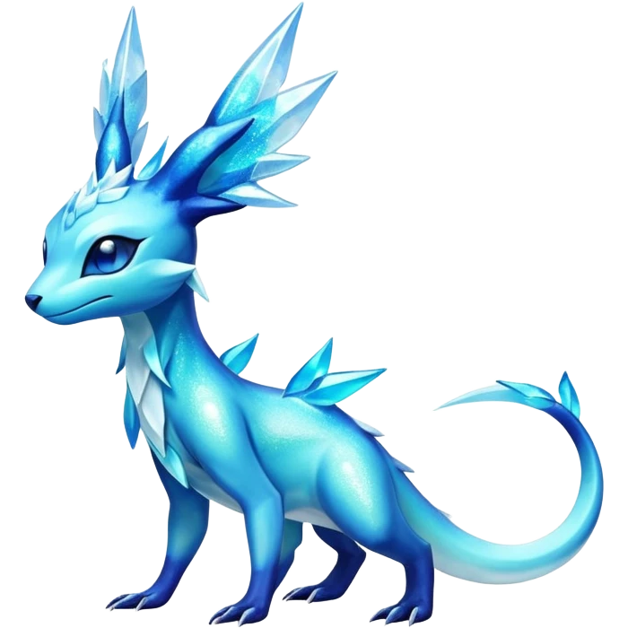 Colorful Iridescent Exotic Salandit-Aurorus-Glaceon-Fakémon-hybrid-creature (full body)  emoji