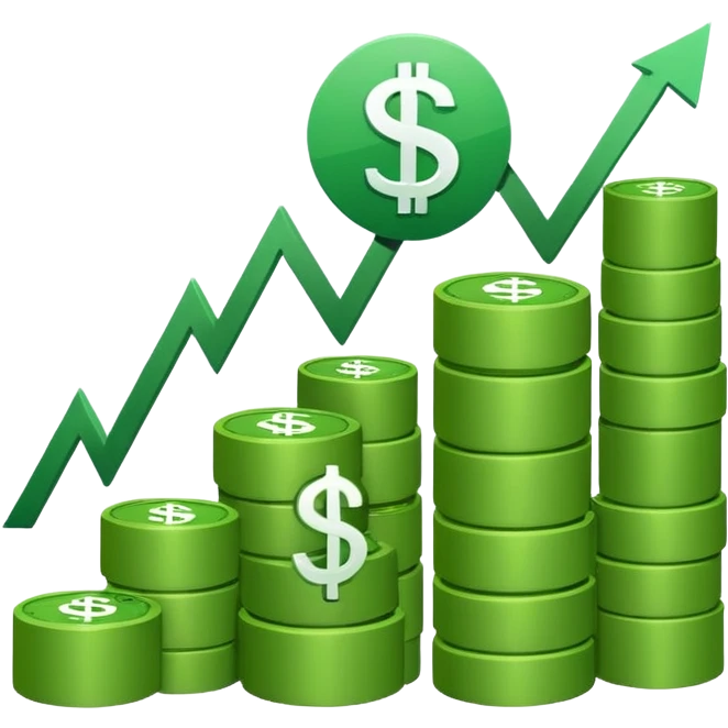 green line graph with money symbol emoji