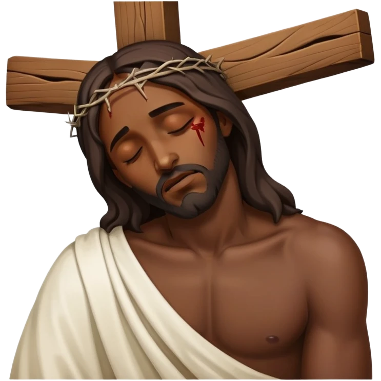 Dark skin Jesus with injured sleep on the cross emoji