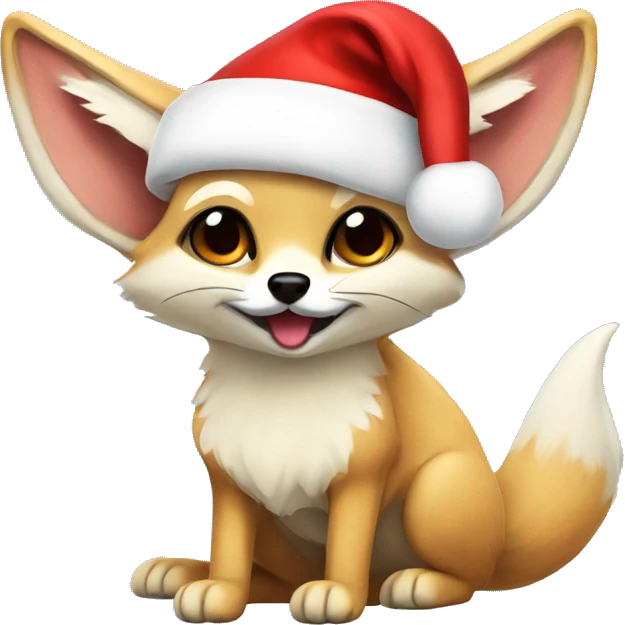 fennec fox wearing santa hat emoji