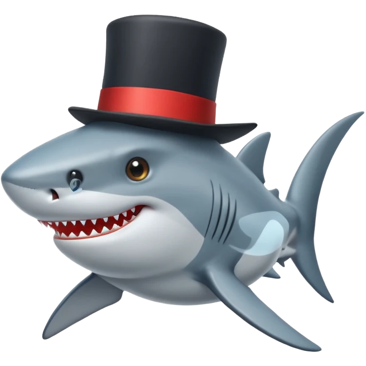 Shark with a top hat emoji