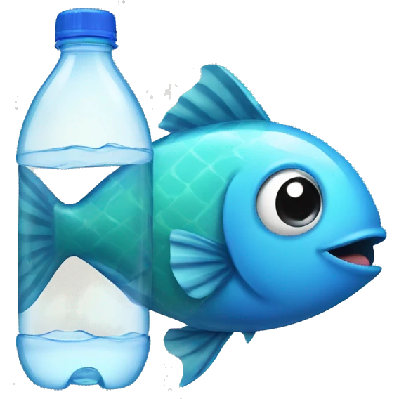 Fish with plastic water bottle in tummy emoji