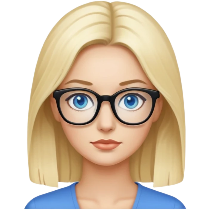 50's pin up,  blonde, black glasses and blue eyes  emoji