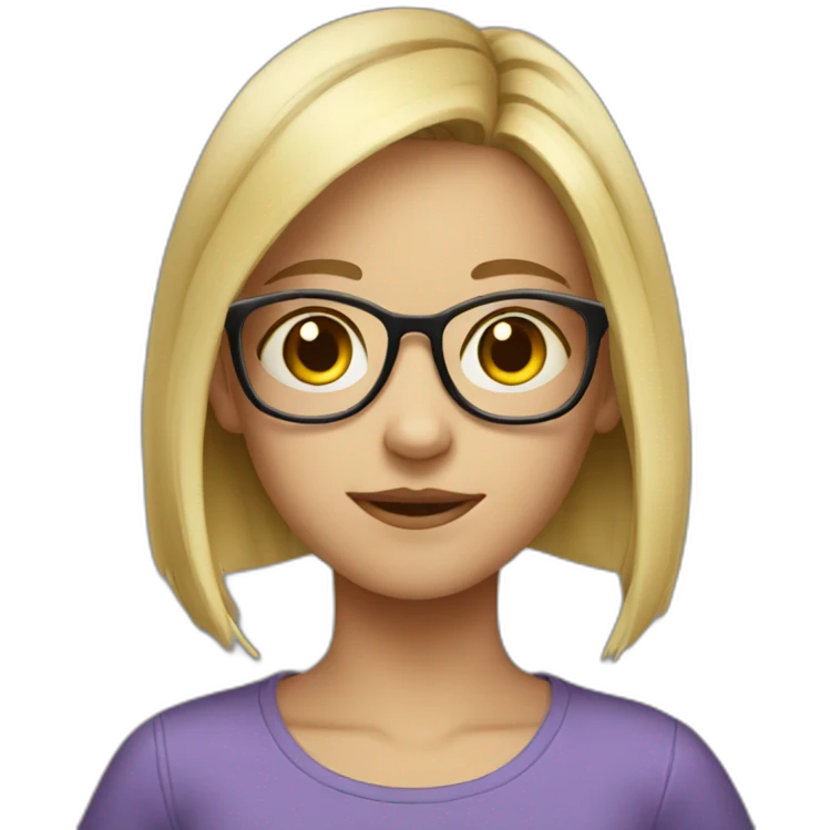 13y old, short hair, glasses, Girl, blonde emoji
