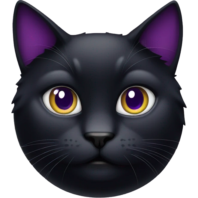 fat black cat with a PURPLE COLLAR emoji