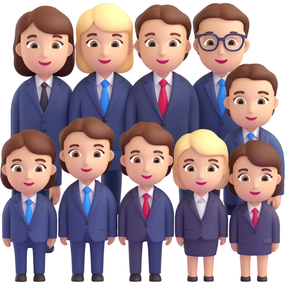 group of people in business attire, 3d emoji style emoji