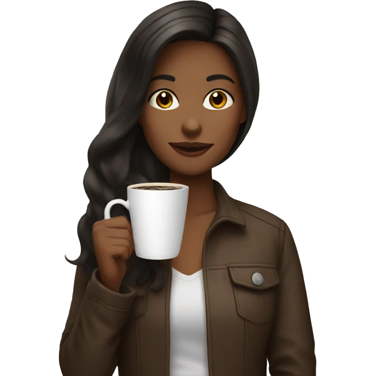 girl drinking coffe brunette emoji