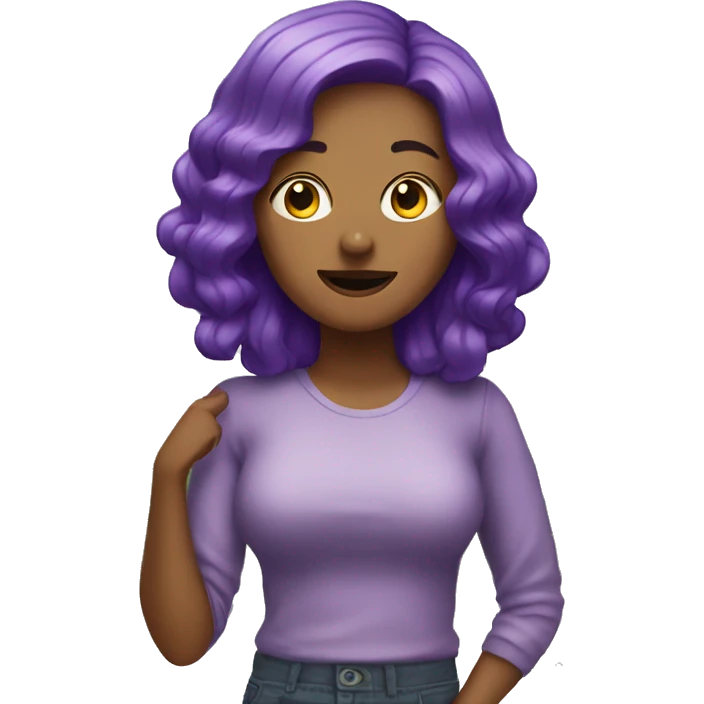 Purple haired woman in loud environment  emoji