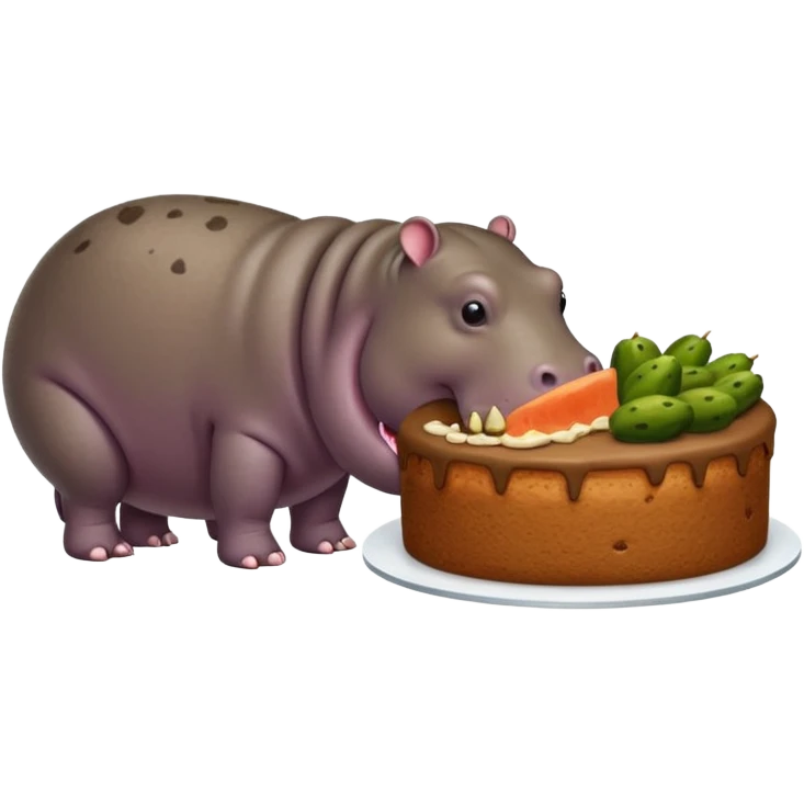 Hippo eating pickle cake with jaguarundi emoji