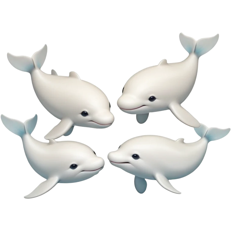 Three belugas arranged in a tight group, facing each other.

Their flippers mid-air, touching like a team high-five.

Expressions: smiling, full of joy and camaraderie.

Soft, rounded design with that classic emoji-style charm—big eyes, gentle curves, and subtle shading.

Transparent background so you can use it anywhere. emoji