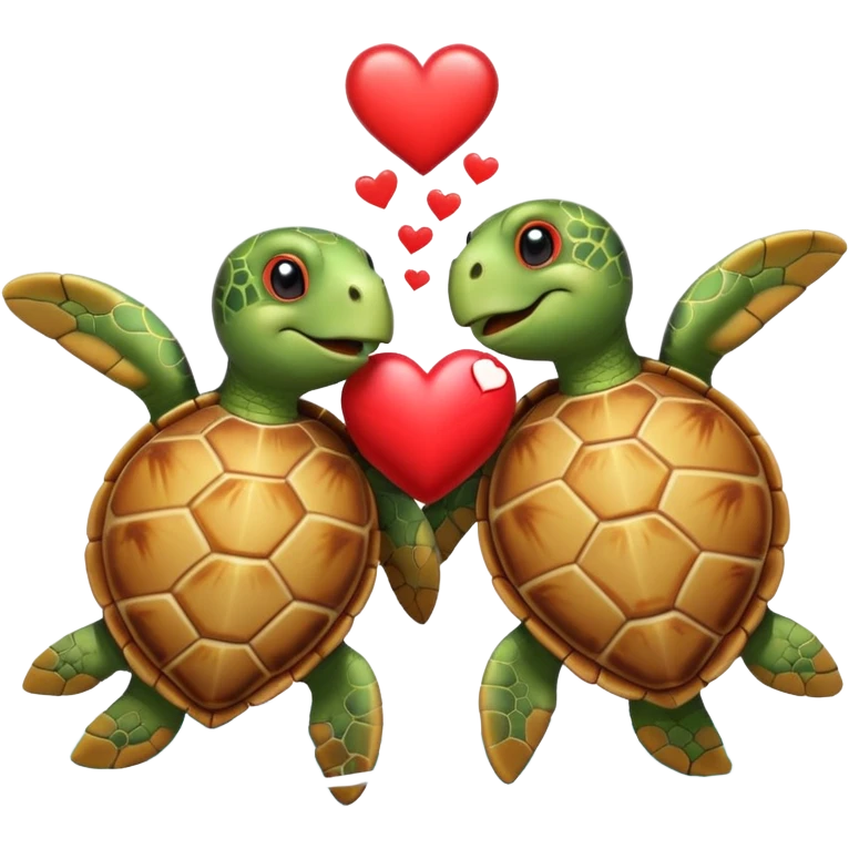 Sea turtles with heart emoji