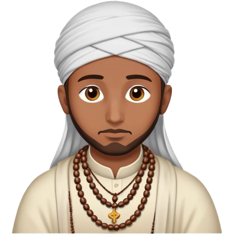Muslim person in deep contemplation with prayer beads emoji