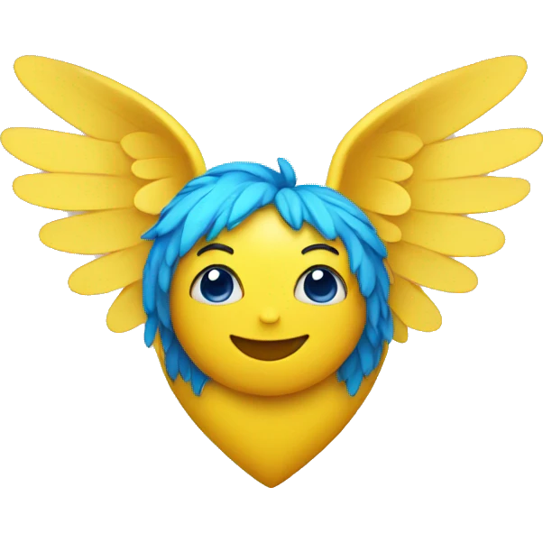 yellow heart with blue wings emoji