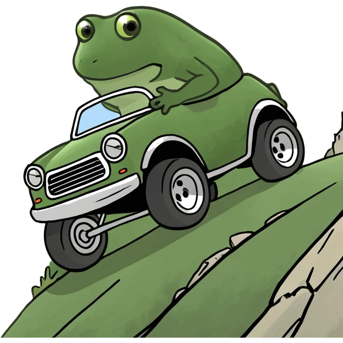 black car driving off cliff emoji