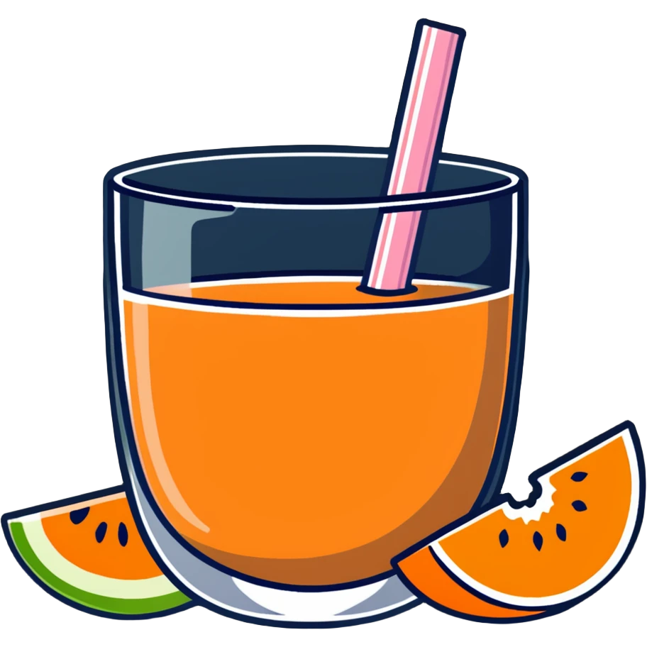 traditional carajillo coffee drink in a glass with a slice of cantaloupe melon beside it emoji