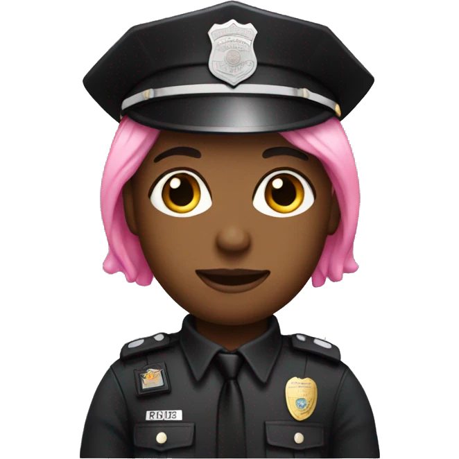 Black police with pink hair emoji