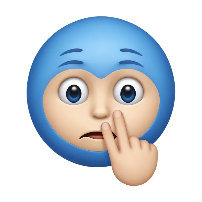 Blue ball emoji showing shut up finger on lips in attitude manners  emoji