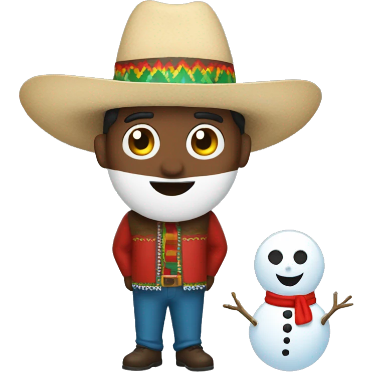 Mexican man next to a snowman emoji