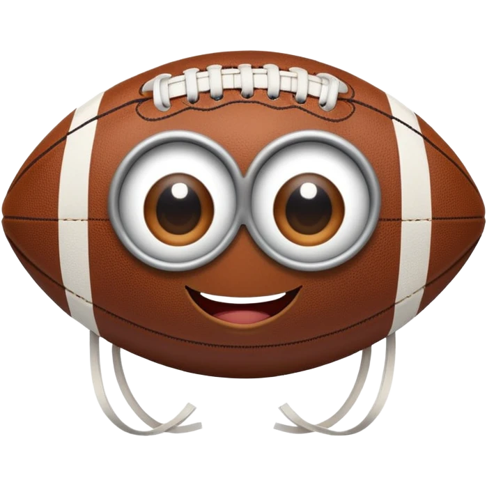 An American football with big eyes and cute smile emoji
