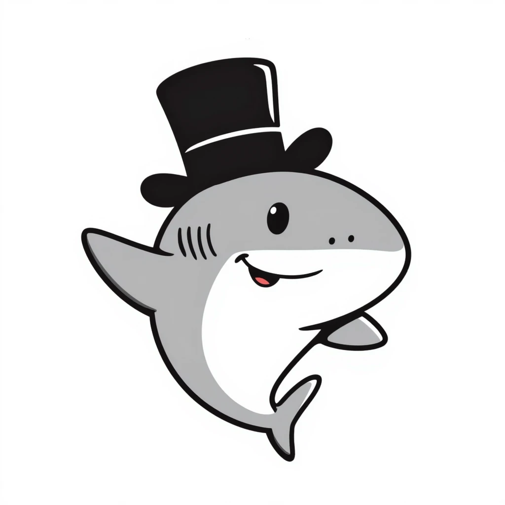 shark wearing a fancy black top hat emoji