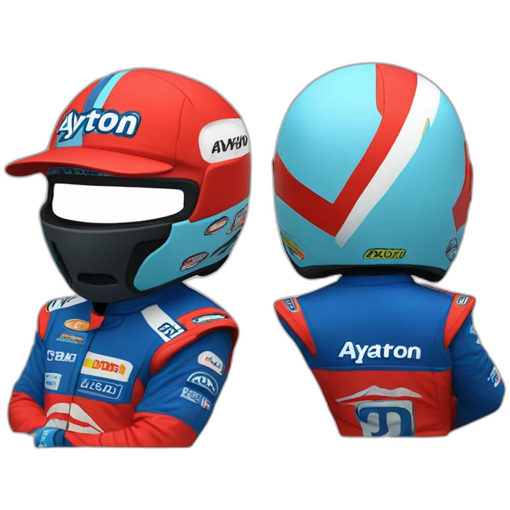 Aytron senna. Blue hat, red racing suit emoji