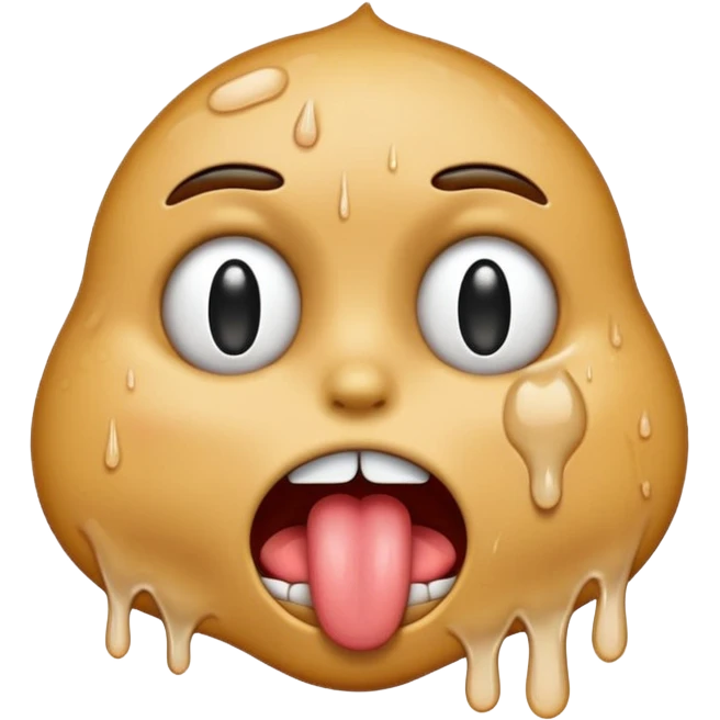 Generate a distressed and sweaty emoji with white tears dripping off of its tongue emoji