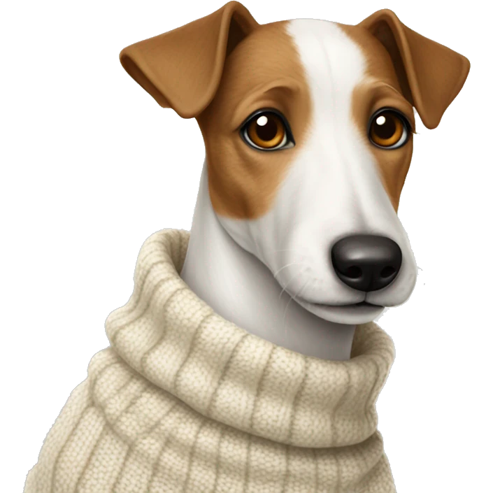 Old Smooth Fox Terrier white brown wearing a sweater emoji