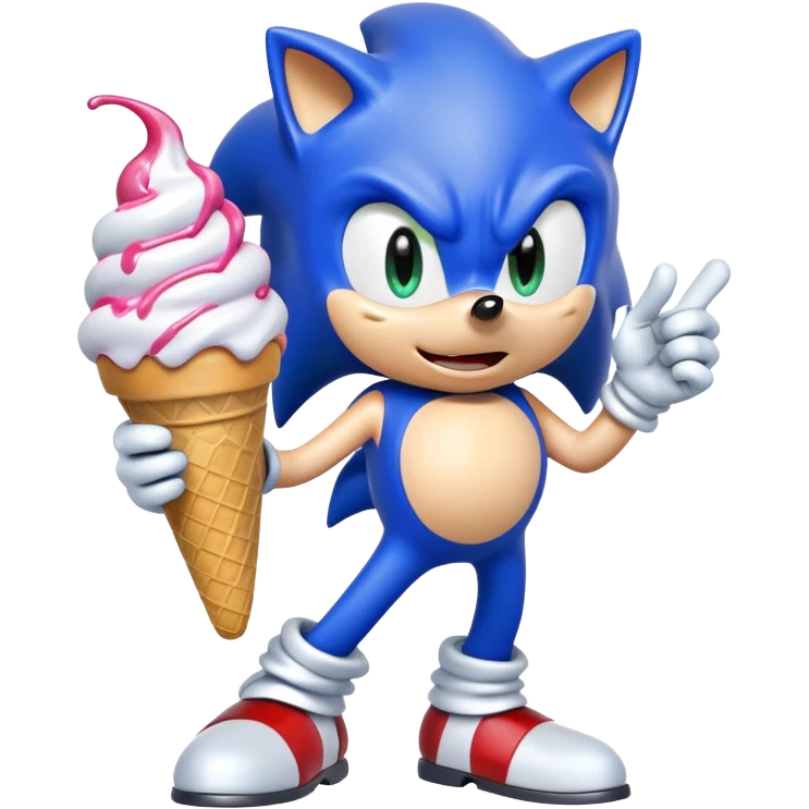 Sonic the Hedgehog eating ice cream emoji