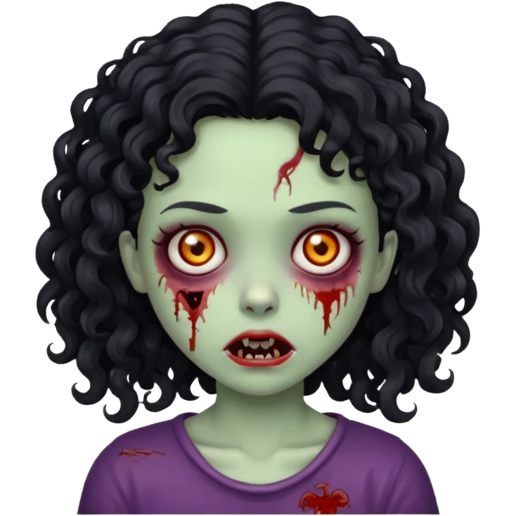 Emoji garota zombie com cabelo preto cacheado emoji