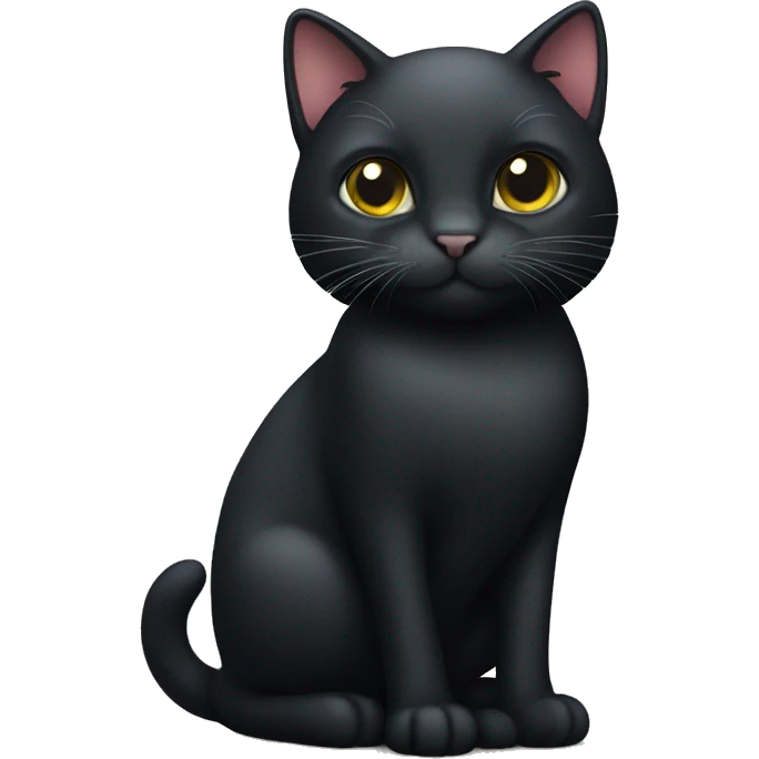 black cat that has  pollywog tail emoji