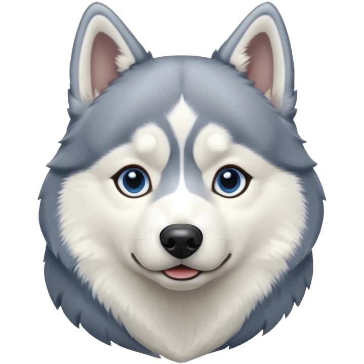 Husky with blue-grey and white fur,  emoji