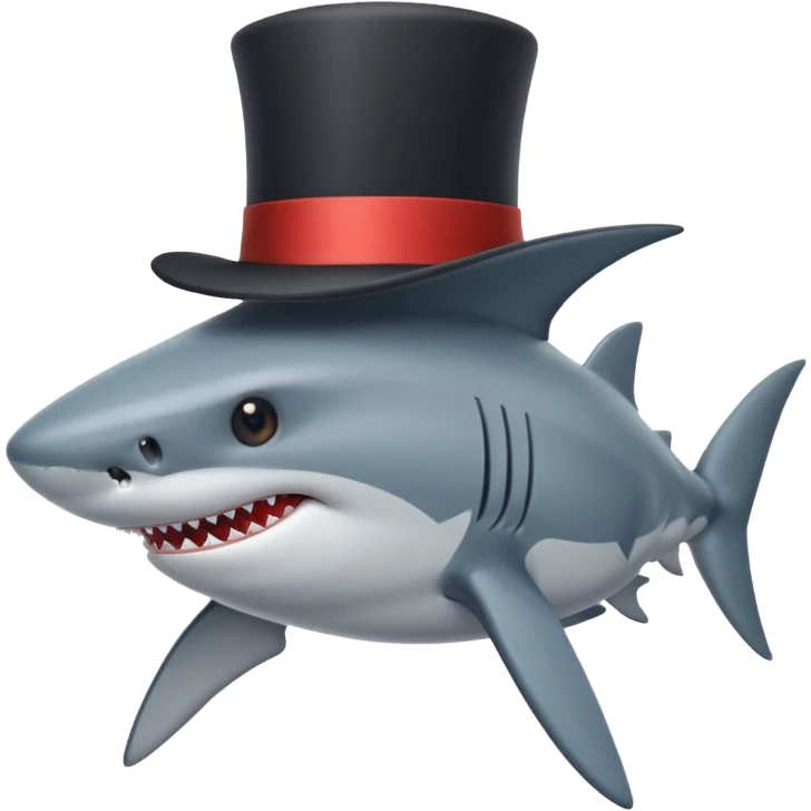 Shark with a top hat emoji