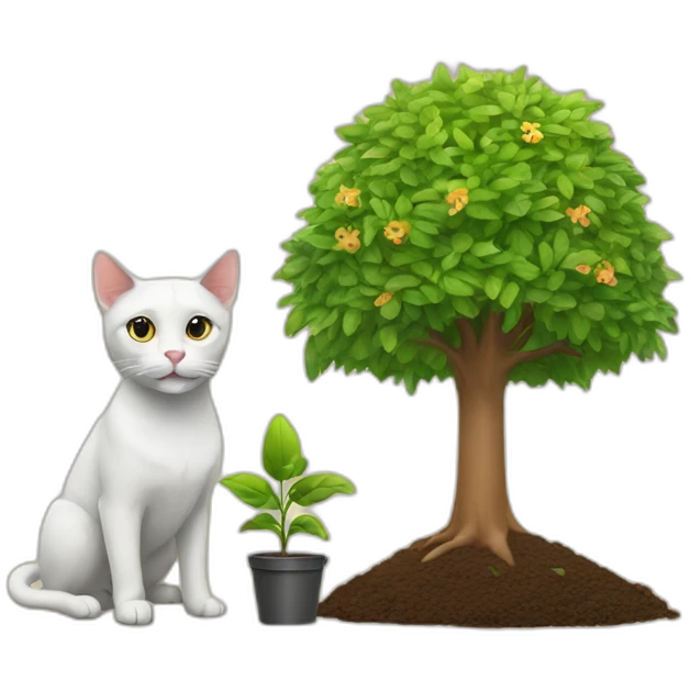 Cat and dog planting a tree emoji