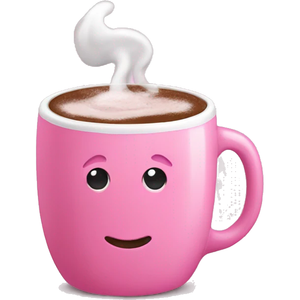 pink mug with hot chocolate  emoji