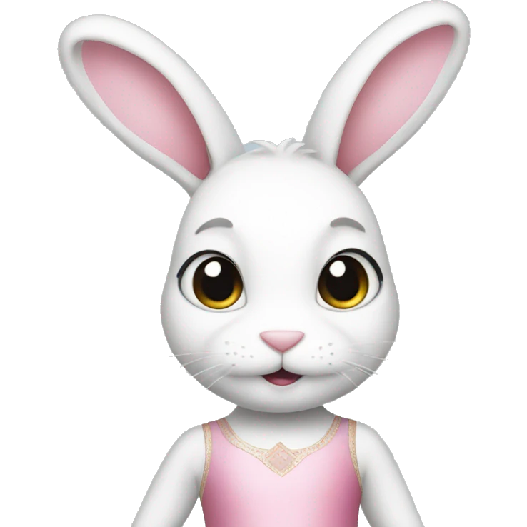 white rabbit wearing pink ballet outfit emoji
