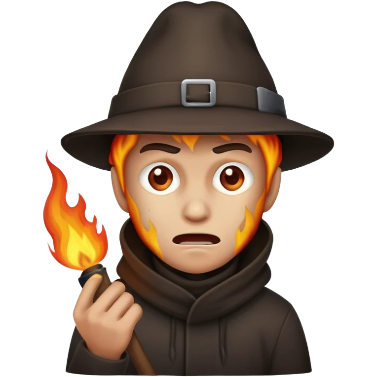 A hat is burning on a head of a thief emoji
