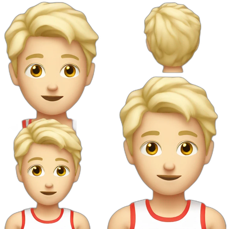 blonde boy in white and red tank top  emoji