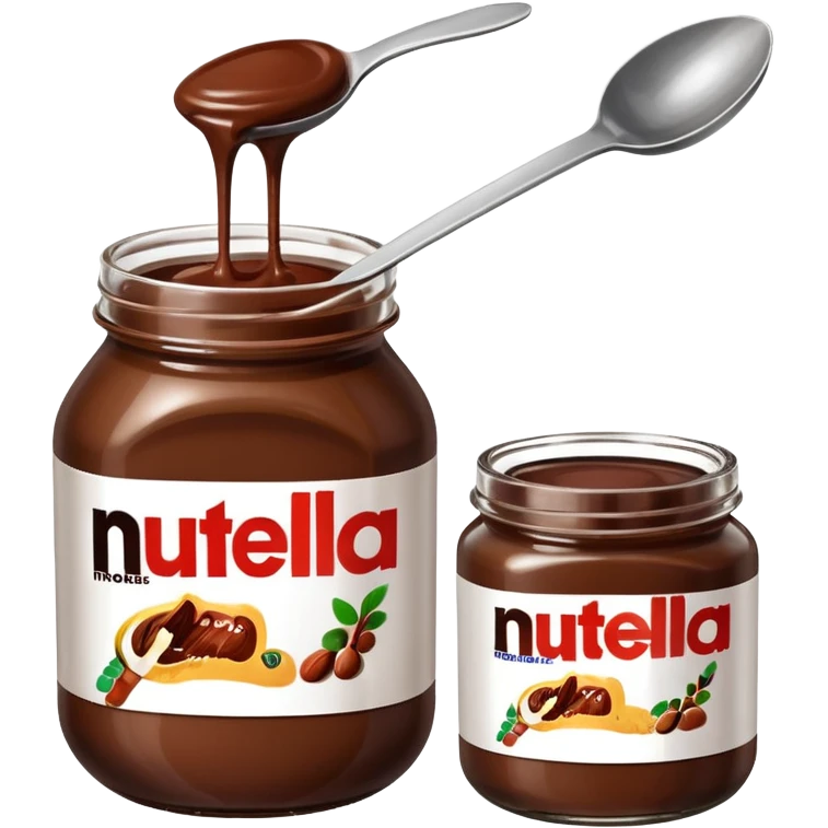 Nutella with a spoon. The glas of Nutella is almost empty  emoji