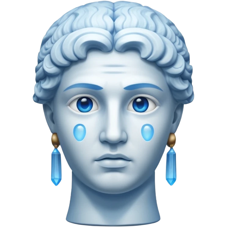 ancient greece marble sculpture head with a blue aura around the background of it emoji